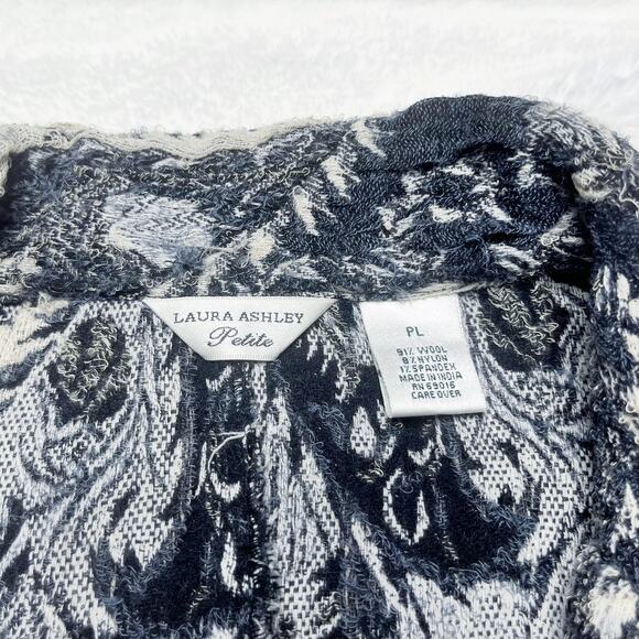 LAURA ASHLEY Paisley Wool Navy Blue Blazer Jacket size Petite Large - Picture 6 of 6